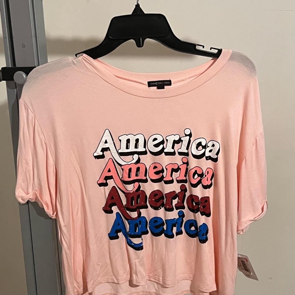 Junior Womens Pink America Tee Shirt Size Large